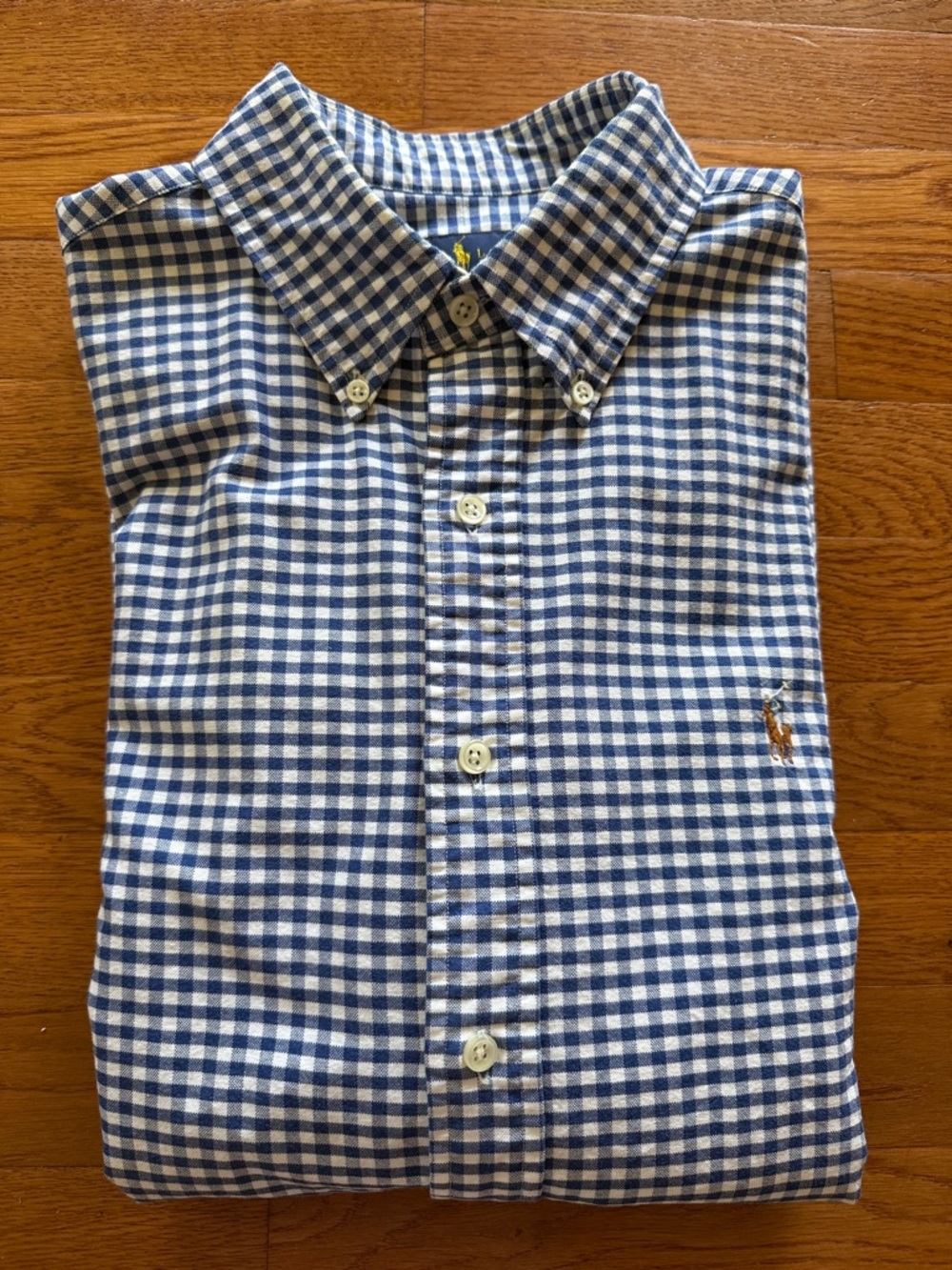 Ralph Lauren Navy and White Gingham Button-Down Shirt - Men's - Picture 3 of 4